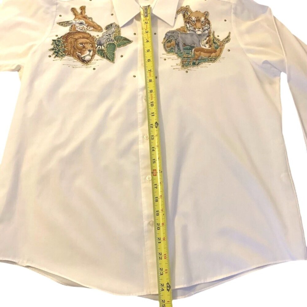 Ann Pollard Resort Collection Womens 14/16 Shirt Safari Jungle Tiger Elephant - Picture 9 of 11